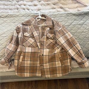 Altar'd State Tan Plaid Shirt